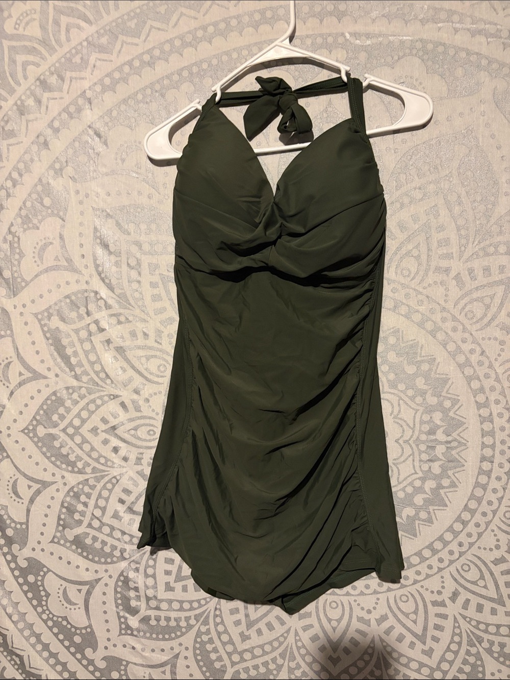 Plus Size 5XL greenTwist Front Swimdress Halter Neck Ruched Swimsuit NWOT